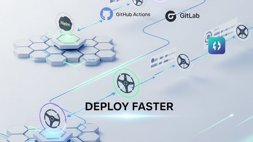 Featured image for Using Helm with CI/CD Pipelines (GitHub Actions, GitLab, Jenkins)
